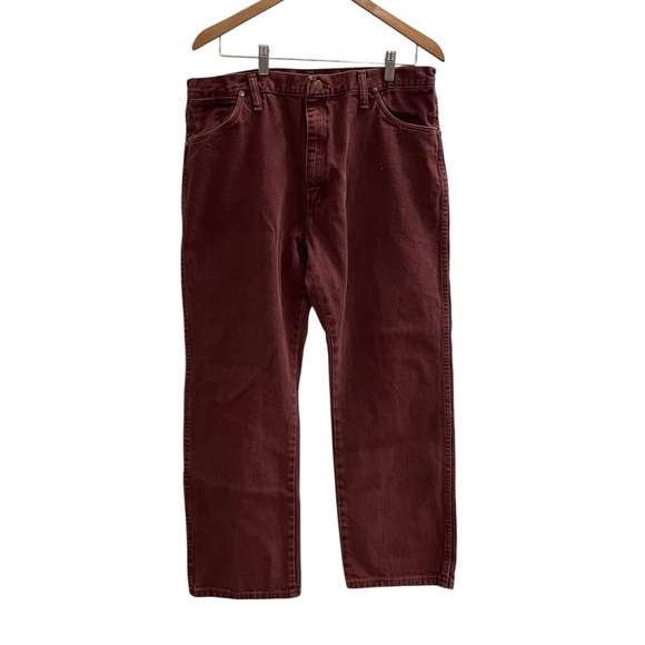 Vintage WRANGLER Cowboy Cut Jeans Burgundy 34 waist - Picture 1 of 5